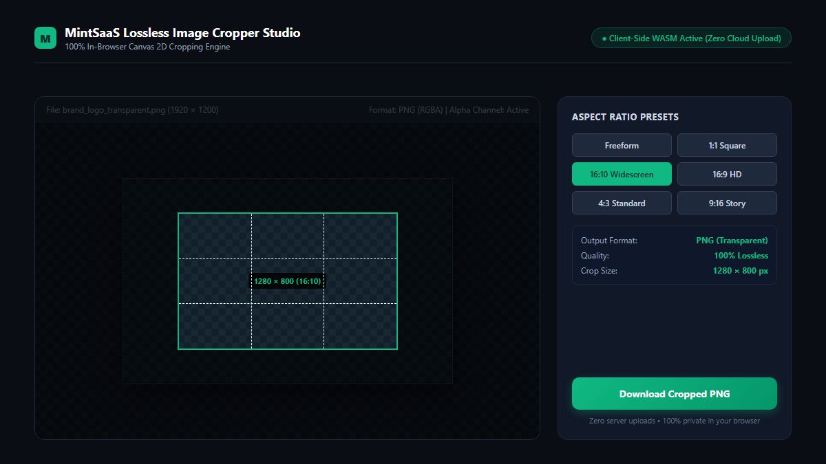 MintSaaS Lossless Image Cropper Studio Interface